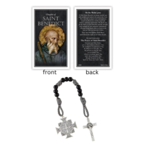 St. Benedict Chaplet with Prayer Card Instructions Black Beads Cord Cath... - £9.46 GBP