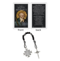 St. Benedict Chaplet with Prayer Card Instructions Black Beads Cord Catholic - £9.01 GBP