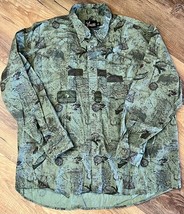 Mens Long Sleeve Button Down Green Shirt Outdoor Fly Fishing Size Xlarge... - $29.69