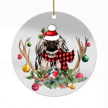 Cute Pekingese Dog Antlers Reindeer Christmas Ornament Acrylic Gift Tree Decor - £13.38 GBP