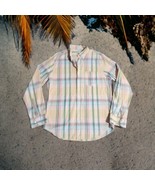 JCrew Re-Imagined Shirt M Pink Grey Button Up Indian Madras Long Sleeve ... - $353.75 MXN