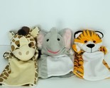 Lot of 3 Hand Puppets Striped Tiger Giraffe Elephant Plush Stuffed Teach... - £12.81 GBP