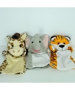 Lot of 3 Hand Puppets Striped Tiger Giraffe Elephant Plush Stuffed Teach... - $15.98