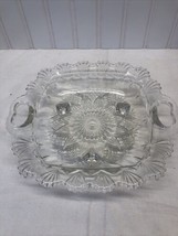 Serving Tray Pasari Crystal Indonesia Clear Pressed Glass with Heart Han... - $17.91