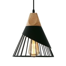 Modern Black Pendant Light Over Kitchen Island, Adjustable Wood Hanging Light Fi - £60.41 GBP