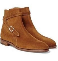 NEW Handmade Men&#39;s Brown Ankle Boot, Men&#39;s Suede Strap Jodhpurs High Fashion  - £122.01 GBP