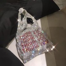 Thank You Sequins Bags Women Small Tote Bags Crystal Bling Bling Fashion... - £45.99 GBP