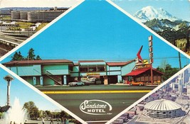 Seattle Washington~Sandstone MOTEL-PACIFIC Hwy~Sky Bridge Room~Postcard - £8.02 GBP