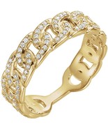14k Yellow Gold Diamond Interlocking Link Stackable Wedding Band - £1,297.87 GBP+