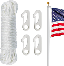 Flag Pole Rope Kit - 50 Feet X 1/4" Diameter Flag Pole Halyard Nylon Rop... - $14.77