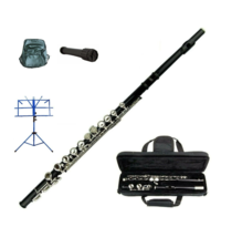 Merano Black Flute 16 Hole, Key of C w/Case+Music Sheet Bag+2 Stand+Acce... - $109.99