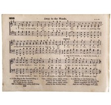 1865 Away To The Woods Victorian Sheet Music Small Page Happy Voices PCB... - $24.99