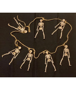 Vintage Halloween skeleton garland 7 full skeletons on twine 5&#39; long sca... - $6.78 CAD