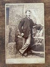 Vintage Cabinet Card. Man with cane and hat by C. Mitchell in Forfar, Scotland - £15.03 GBP