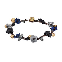 Enchanting Genuine Leather Daisies Flowers Brass Bells Jingle Anklet - £13.96 GBP