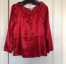 Woman Red Blouse Top size 14/16/L New Polka Dot Peasant Boho Top Christm... - £19.75 GBP