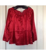 Woman Red Blouse Top size 14/16/L New Polka Dot Peasant Boho Top Christm... - €21,23 EUR