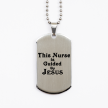 Funny Nurse Silver Dog Tag, This Nurse Is Guided By Jesus, Best Nurse Appreciati - £15.78 GBP