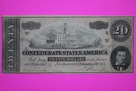 1864 Confederate States of America $20 Twenty Dollars Guaranteed Authent... - $74.99