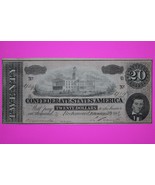 1864 Confederate States of America $20 Twenty Dollars Guaranteed Authent... - $74.99