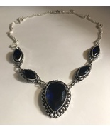 Stunning 925 Sterling Silver Tanzanite Necklace - £87.31 GBP