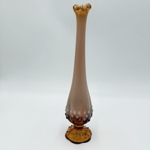 Vintage Fenton Art Glass Hobnail Double Drip Rose Amber Vase 11” USA - $108.00