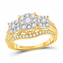 10kt Yellow Gold Womens Round Diamond Cluster 3-stone Ring 1 Cttw - $1,202.65