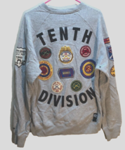 10.Deep Vintage 90s 10th Division Rifle Patch Raglan Mighty Gray Sweatsh... - $52.34