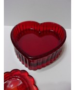 Mosser Glass Ruby Red Valentine&#39;s Heart Shaped Trinket Jewelry Box Hummi... - £34.41 GBP