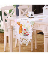 Spring Embroidered Easter Bunny Egg Floral Placemat Tablecloth 15&quot;x70&quot; W... - $24.42 CAD