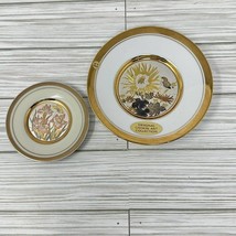 Chokin Art 24K Gold Edged Japanese Humming Bird Floral Plates 6 Inch 4 Inch - £13.14 GBP