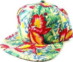 Faded Hawaiian Print Snapback Hat Cap Flat Bill Floral Hawaii Flower Tropical - $11.35