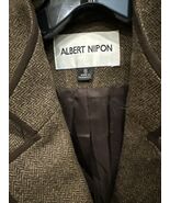 Albert Nipon Brown Wool/Silk Lined Buttoned Size 8 Jacket Herringbone Pr... - $41.62