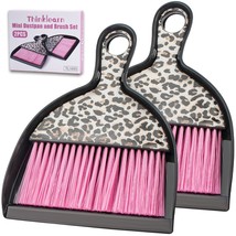 2Pcs Mini Dustpan And Brush Set, Mini Broom And Dustpan Set With Pink Leopard Pr - $14.99