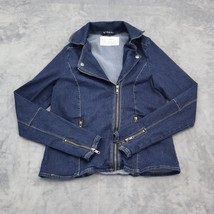 Baccini Jacket Womens S Blue Denim Jean Cuff Accent Zipper Fitted Coat - £23.35 GBP