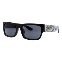 Locs Sunglasses Hardcore Shades Black Rectangular Skull Graffiti Art UV 400 - £10.18 GBP