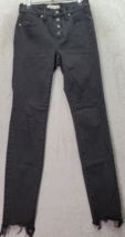 Madewell Skinny Jeans Women Size 25 Black Denim High Rise Cut Off Leg Button Fly - £15.91 GBP