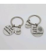 Dad &amp; Daughter Cute Key Rings "You Are My Sunshine" Set Silver - $12.99