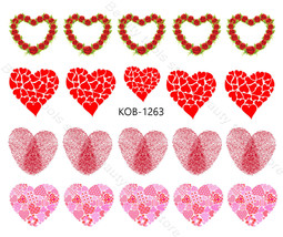 Nail art 3D decal stickers heart bow love valentine&#39;s day KoB-1263 - $3.09