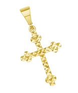 Solid 14k Yellow Gold Textured Dainty Religious Orthodox - £187.33 GBP