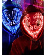 Mask Halloween LED Light Up Mask for Adults Kids: 2 Pack Dark (Blue&amp;Red) - £14.51 GBP