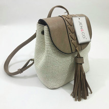 Jen &amp; Co. Eleanor Off White Grey Backpack Adjustable Straps 9.5x9x5 inches - £35.29 GBP