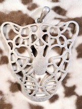 Vintage Leopard Pendant 2&quot; Silver-Tone Geometric Big Cat Animal Jewelry ... - $28.11