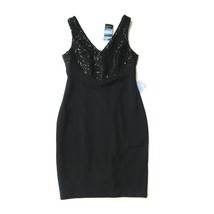 NWT LAUREN Ralph Lauren Sheath in Black Sequin Embellished V-neck Dress 8 $185 - £33.21 GBP