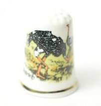 Ostrich Graphic Collectable Souvenir Fine Bone China Thimble from England - $10.22
