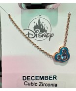 Disney Parks Mickey Mouse CZ Faux Zircon December Birthstone Necklace Go... - $47.70 CAD