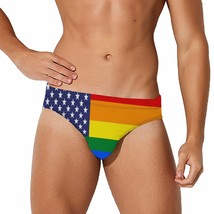 Mondxflaur Rainbow USA Flag Swim Briefs Sexy Swimming Trunks Quick Dry A... - $19.99