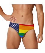 Mondxflaur Rainbow USA Flag Swim Briefs Sexy Swimming Trunks Quick Dry A... - $374.21 MXN