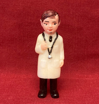 Vintage cake topper doctor Dr in white coat with stethoscope plastic 4&quot; tall - £2.35 GBP