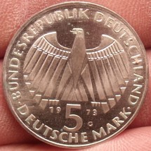 Unc Silver Germany 1973-G 5 Mark~Parliament~EINIGKEIT RECHT FREIHEIT~Fre... - £15.46 GBP